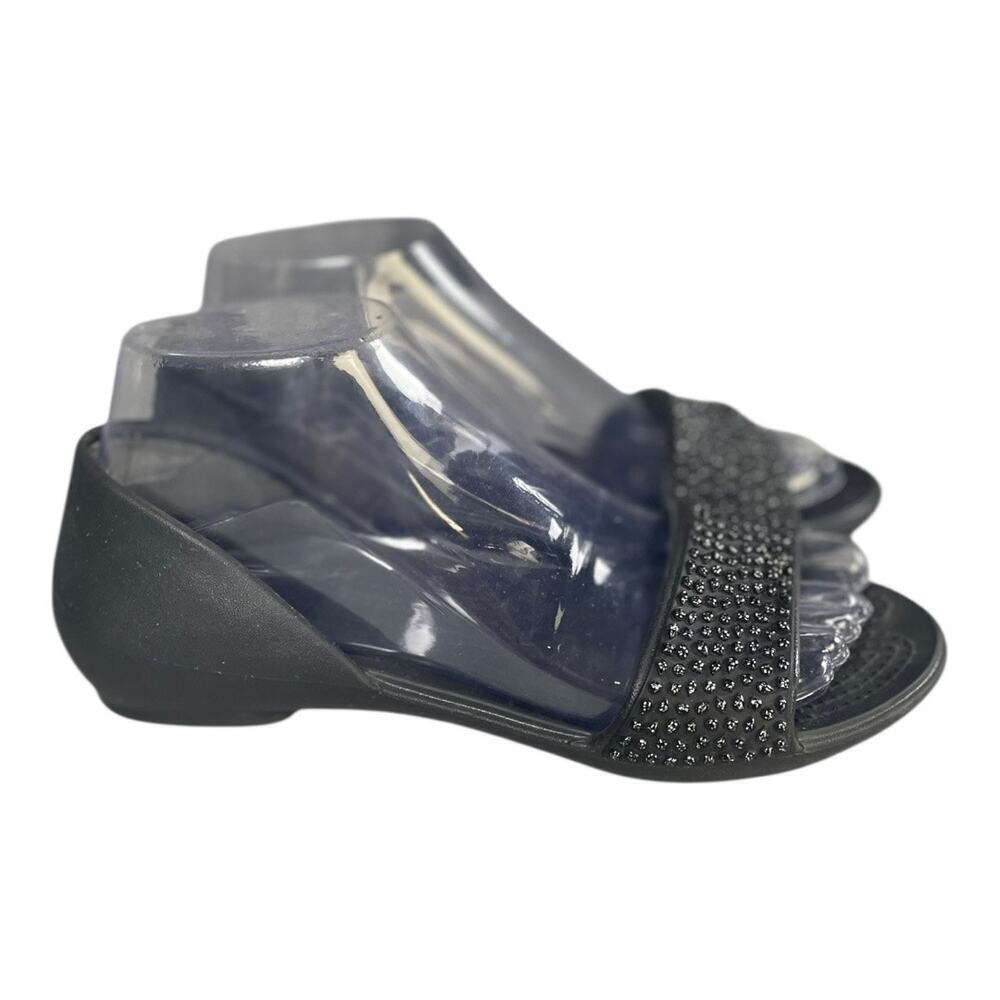 Crocs Lina Women’s Black Embellished D’Orsay Open Toe Flats Size-6